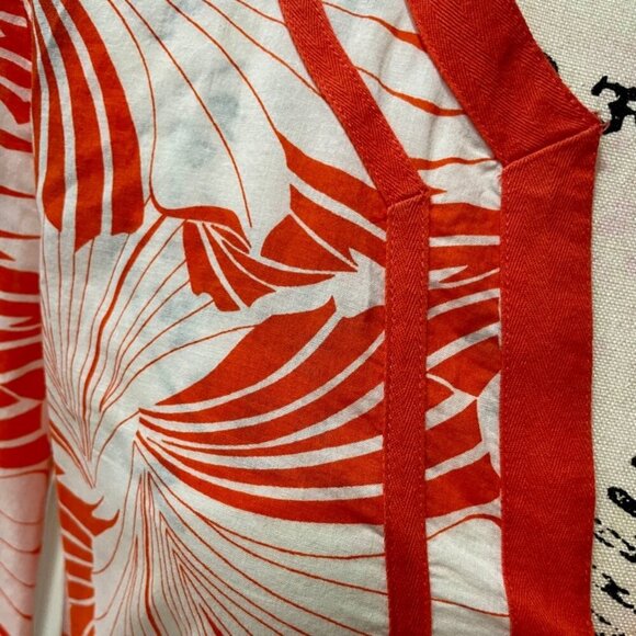 J.CREW TROPICAL PREPPY TUNIC MINI DRESS 3/4 SLEEVE FLORAL BOHO 70’ STYLE SZ M - Picture 11 of 13